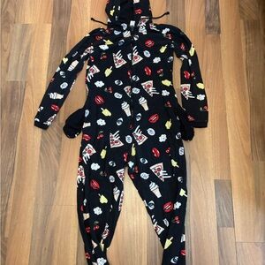 Divided Black One Piece with Fun Print